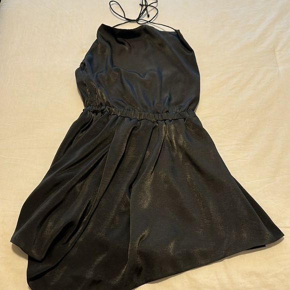 NWOT RARE StyleStalker Mini Silk Cowl Neck Romper with Open Back in Black Size S - Picture 5 of 14